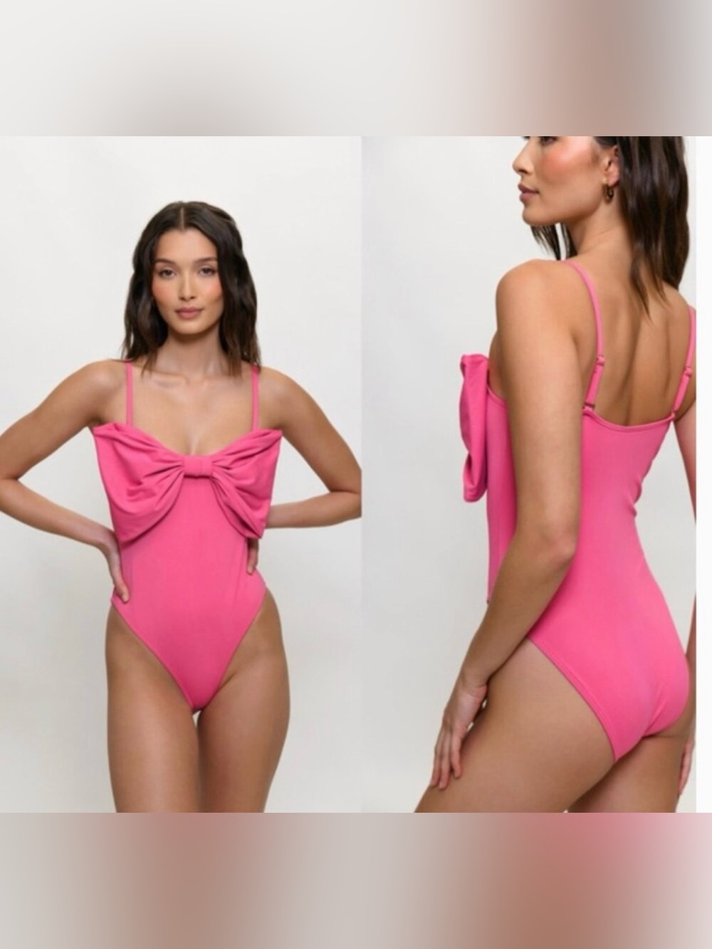 Anthropologie X HUTCH ☀️🕶️ Dita front Bow Hot Pink One-Piece Swimsuit
